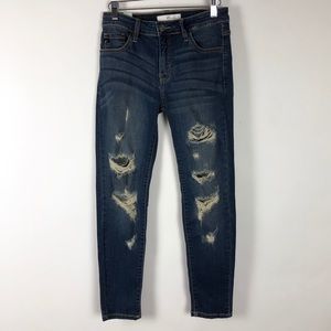 KanCan Skinny Jeans Dark Wash Distressed Denim